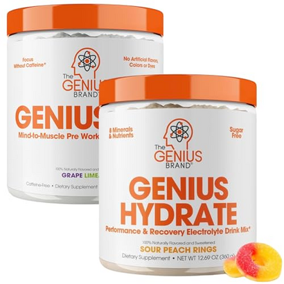 Genius Performance Bundle: Hydrate Electrolyte Mix & Caffeine-Free Nootropic Pre Workout Powder