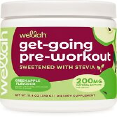 Wellah Get-Going Pre-Workout Drink Mix (Green Apple) - 200mg Natural Caffeine