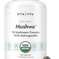 USDA Organic Lions Mane Supplement with Ashwagandha, Chaga Reishi Cordyceps 90ct