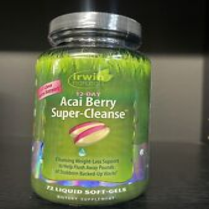 72 Acai Berry Super-Cleanse Liquid Soft-Gels Flush Away Pounds Liver Exp 5/24