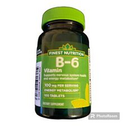 Finest Nutrition Vitamin B-6 100mg 100 Tablets  Exp 01/2024