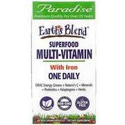 3 X Paradise Herbs, Earth's Blend, One Daily Superfood Multi-Vitamin with Iron,