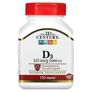 4 X 21st Century, Vitamin D3, 125 mcg (5,000 IU), 110 Tablets