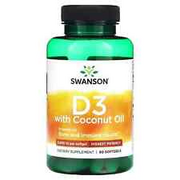 4 X Swanson, D3 with Coconut Oil, Highest Potency, 5,000 IU, 60 Softgels