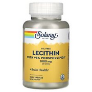4 X Solaray, Oil-free, Lecithin, with 95% Phospholipids, 500 mg, 100 Capsules