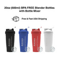Protein Shaker Bottle with Blender Ball Gym Free BPA FREE 20z / 600ml