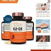 Patented Vitamin K2 MK7 & D3 5000 IU for Bone & Heart Health - 60 Softgels