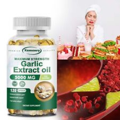 Garlic Extract Oil 5000mg - Heart Health, Cholesterol Levels Support 120pcs