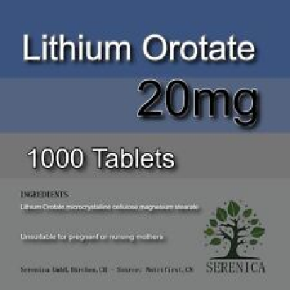 Lithium Orotate 20mg emotional wellness Advanced x 1000 Tablets
