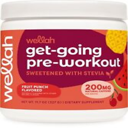Wellah Get-Going Pre-Workout Drink Mix (Fruit Punch) - 200mg Natural Caffeine