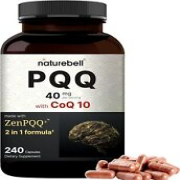 Naturebell PQQ 40Mg per Serving with Coq10, 240 Capsules Promotes Heart, Brain