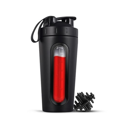 Stytpwra Protein Blend Shaker Bottles. Stainless Steel Protein Shaker Does Not Stay Cold/Hot, Metal Shaker Cups with Visible Window-B