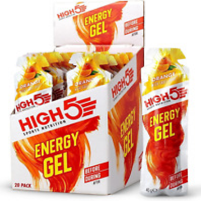 HIGH5 Energy Gel Caffeine Quick Release Energy On The Go from Natural Fruit 20 x