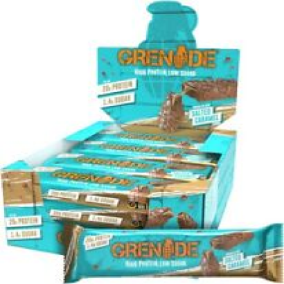 Grenade High Protein, Low Sugar Bar - Chocolate Chip Salted Caramel, 12 x 60 g