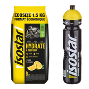 Isostar-Set - 1x1.5kg Zitrone + 1x1L Flasche | Hydrate & Perform Iso Drink | Isotonisches Getränkepulver | Elektrolyt Pulver zur Unterstützung der sportlichen Leistungsfähigkeit | Elektrolyte Pulver