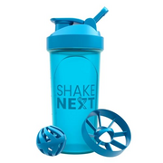 ShakeNext® | Proteinshaker Flasche 700ml mit Mixball + Mixsieb Kunststoff für Fitness Eiweiß & Protein-Shakes - Auslaufsicherer Deckel mit Schlaufe, Spülmaschinenfest (blau)