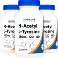 Nutricost N-Acetyl L-Tyrosine (NALT) 350mg, 120 Capsules (3 Bottles) - Gluten Free, Non-GMO