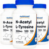 Nutricost N-Acetyl L-Tyrosine (NALT) 350mg, 120 Capsules (3 Bottles) - Gluten Free, Non-GMO