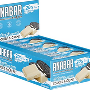 Anabar Protein Bar, The Protein-Packed Candy Bar, Amazing Tasting Protein Bar, Real Food, 20g of Protein (12 Bars, White Chocolate Cookies & Creme)