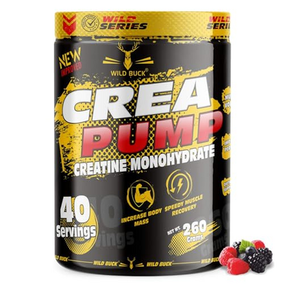 Crea Pump Creatine Monohydrate - Increase Strength - Reduce Fatigue - 100% Pure Creatine - Better Absorption- Lean Muscle Building - Supports Muscle Growth - Improves Athletic