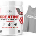 Creatine Monohydrate, Strength, Reduce Fatigue, 100% Pure Creatine, Lean Muscle, Supports Muscle Growth, Athletic Performance, Recovery [Powder,50, Green Apple] Free Gym T-Shirt