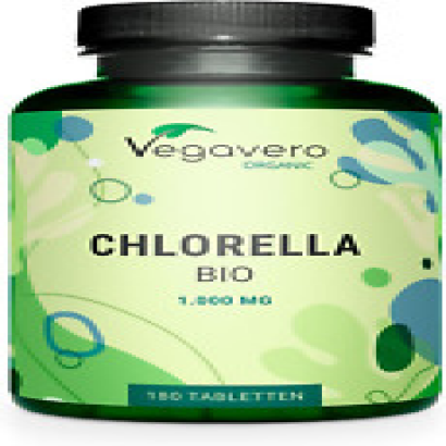 CHLORELLA BIO Vegavero® | 1000 Mg Presslinge | Ohne Zusätze | 180 Tabletten