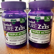2 Vicks ZzzQuil Pure Zzzs Triple Action Supplement - 42 Gummies Each. 6/24