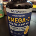 MAV Nutrition Triple Strength Fish Oil Softgels. 120 Lemon Flavored Softgels.