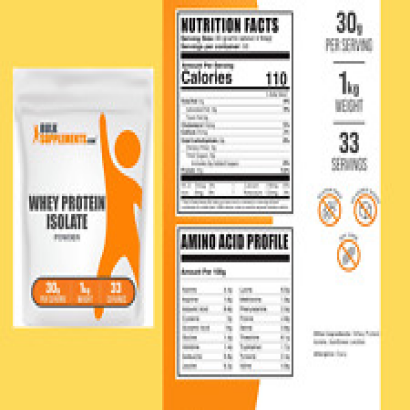 WHEY PROTEIN ISOLATE Powder Unflavored 30g per Serving 1 Kg BULKSUPPLEMENTS