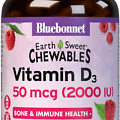 Nutrition Earth Sweet Vitamin D3 2000 IU Chewable Tablets, Aids in Muscle and Sk