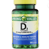 Spring Valley Vitamin D3 Dietary Supplement Softgels 1000 IU 25 Mcg 100 Count