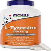 New, Now Foods L-Tyrosine 500mg, 300 Capsules - Non GMO  Supports Mental Alertne