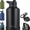 CIVAGO 64 oz Insulated Water Bottle With Straw, Half Gallon 64 oz, Black