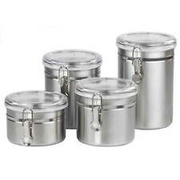 Home Basics 4 Piece Stainless Steel Canister Set, Silver