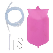 Enema Bag Kit for Colon Cleansing, Reusable Portable Foldable Enema Kit with 2L Enema Bag, Long Silicone Hose & Reusable Tips, for Colon Detox Cleanse, Home Coffee and Water Colon Cleanse(Pink)
