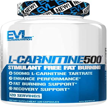 Evlution Nutrition L-Carnitine500 | 500 mg of Pure L Carnitine in Each Serving | Stimulant-Free | Capsules | 120 Servings