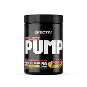 EFECTIV Project Pump | Enhanced Focus | Stimulant Free | Vicious Pumps | Pre Workout | 40 Servings | 440 Grams (Peach Rings)