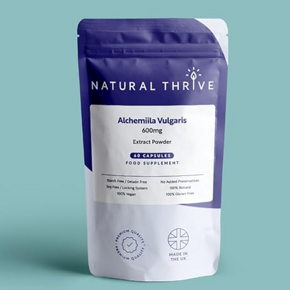 Natural Thrive Organic Alchemilla Vulgaris Extract Powder Capsules 600mg - Herbal Remedy for Enhanced Wellness & Vitality - Vegan, Gluten-Free, Non-GMO