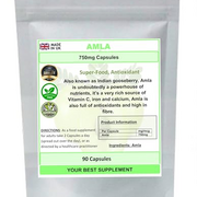 Amla (Amalaki) Capsules 750mg- Natural and Pure, Superfood,Super Antioxidant (90)