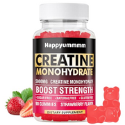 Happyummmm Creatine Monohydrate Gummies 5000mg for Men & Women, Chewables Creatine Monohydrate for Muscle Strength, Muscle Builder, Energy Boost, Pre-Workout Supplement(90 Count)-Strawberry