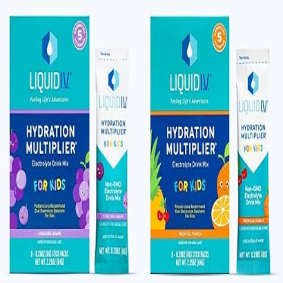 Generic Hydration Liquid IV Powder Packets Multiplier for kids, bundle flavors Grape and Tropical Punch, Electrolyte Powder Drink Mix, Easy Open Single-Serving Servings, Non-GMO (16 pack serving)