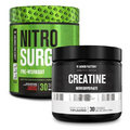 Jacked Factory NITROSURGE Pre Workout Supplement (Cherry Limeade) Creatine Monohydrate Powder (150g) for Muscle Growth, Increased Strength, Enhanced Energy