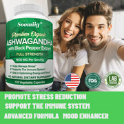 Bio Ashwagandha,120 Kapseln, 1600 mg Tagesportion Schlafbeere, vegan hochdosiert