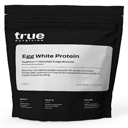 True Nutrition Egg White Protein Powder - Low Carb, Paleo, Keto, Carnivore, Lactose-Free, Gluten-Free (Chocolate Fudge Brownie, 1lb)