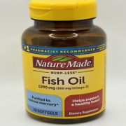 Nature Made Burp-Less Fish Oil 1200 mg 60 Softgels Fish Oil Omega 3 EXP 11/2026