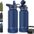 CIVAGO 32 oz Insulated Water Bottle With Straw, Stainless 32 oz, .Navy Blue