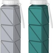 SPECIAL MADE Collapsible Water Bottles 2PCS Leakproof Grey+Blackish Green