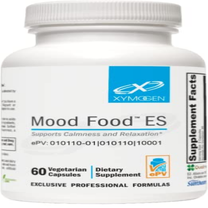 XYMOGEN Mood Food ES - Supports Calmness, Relaxation and a Healthy Mood with Active Folate, B Vitamins, 5-HTP, GABA, Minerals, Suntheanine L-Theanine, Selenium (60 Capsules)