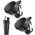 Liuyaoo 2Pcs Protein Powder Funnel, Portable Protein Funnel Container with Key Chain, Black Protein Powder Container to go Suitable for All Kinds of Water Cups, Pre Workout Funnel for Fitness