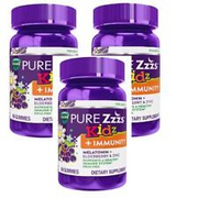 3x EXP4/24VICKS PURE Zzzs Kidz + Immunity, Melatonin Sleep Aid Gummies for Kids